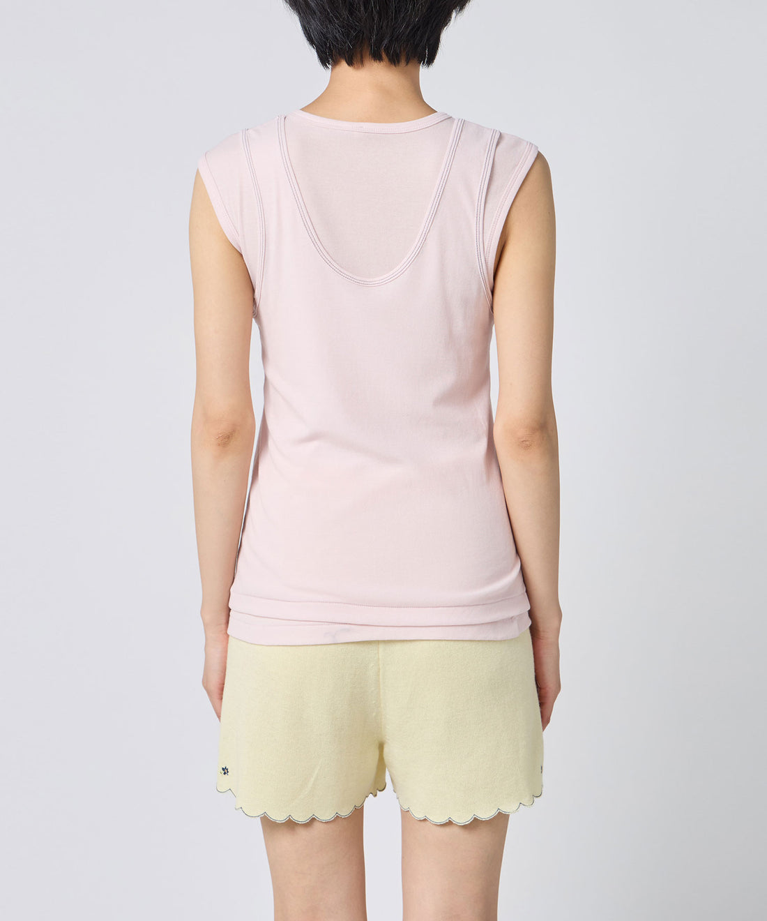 Twisted Cotton Layered Sleeve-less
