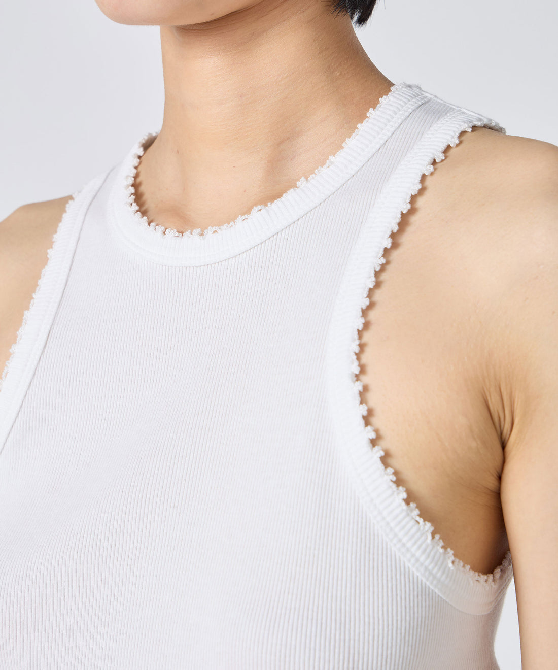 Cotton/Silk Ribbed Tank Top w/Emb.