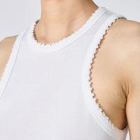 Cotton/Silk Ribbed Tank Top w/Emb.