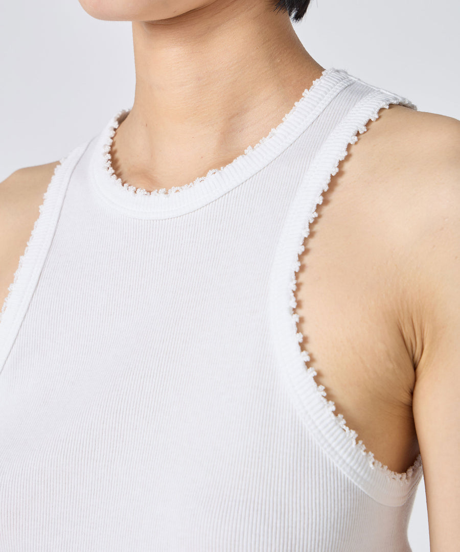 Cotton/Silk Ribbed Tank Top w/Emb.｜babaco(ババコ)公式通販