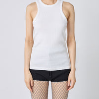 Cotton/Silk Ribbed Tank Top w/Emb.