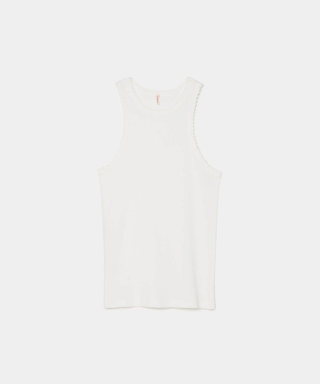 Cotton/Silk Ribbed Tank Top w/Emb.