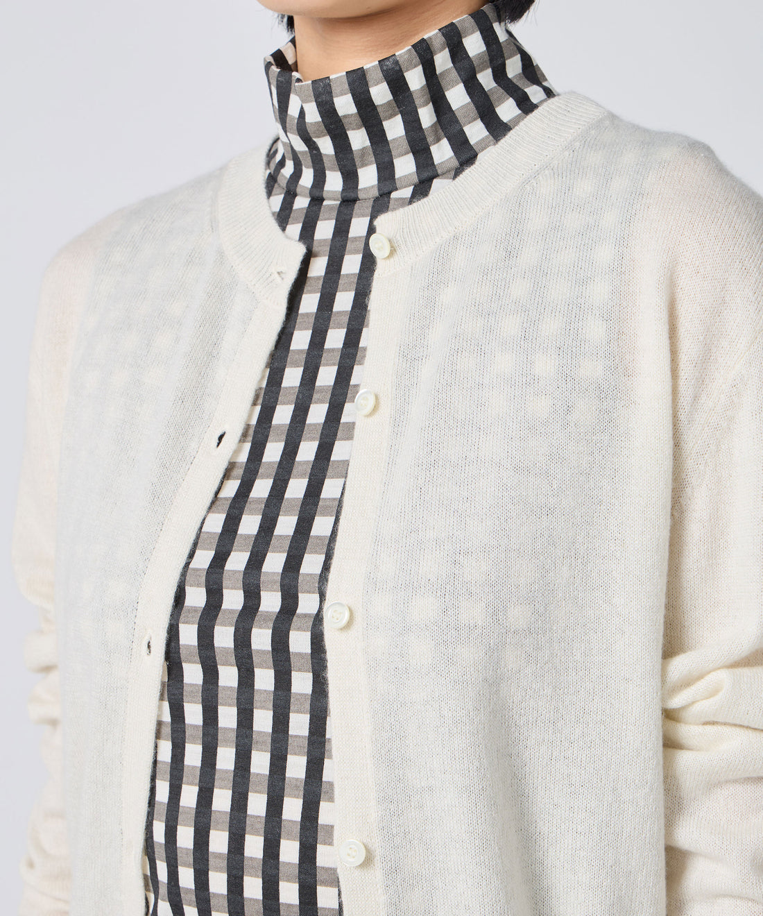 Gingham Check Print High Neck Sleeveless Top