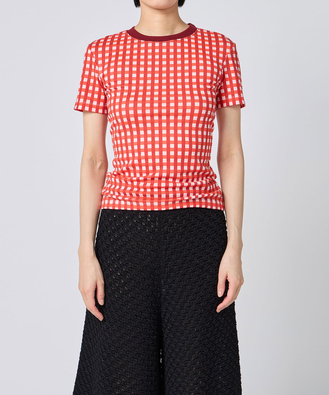 Gingham Check Print T-shirts
