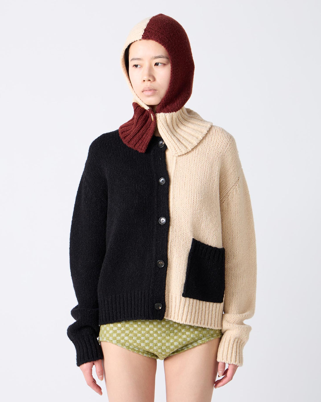 Bicolor Cashmere/Silk Balaclava