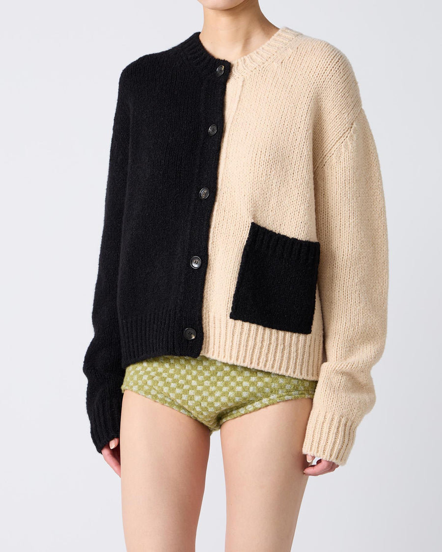 Bicolor Cashmere/Silk Cardigan