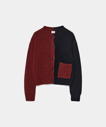 Bicolor Cashmere/Silk Cardigan