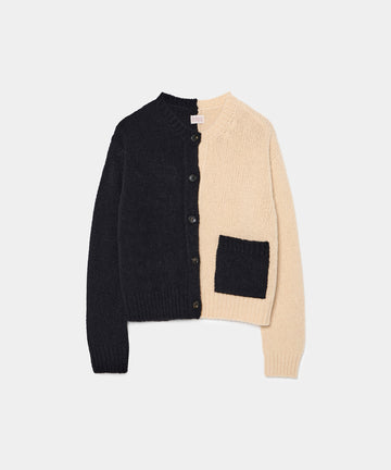 Bicolor Cashmere/Silk Cardigan