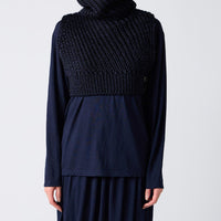 Loose Knitted Silk High Neck Vest