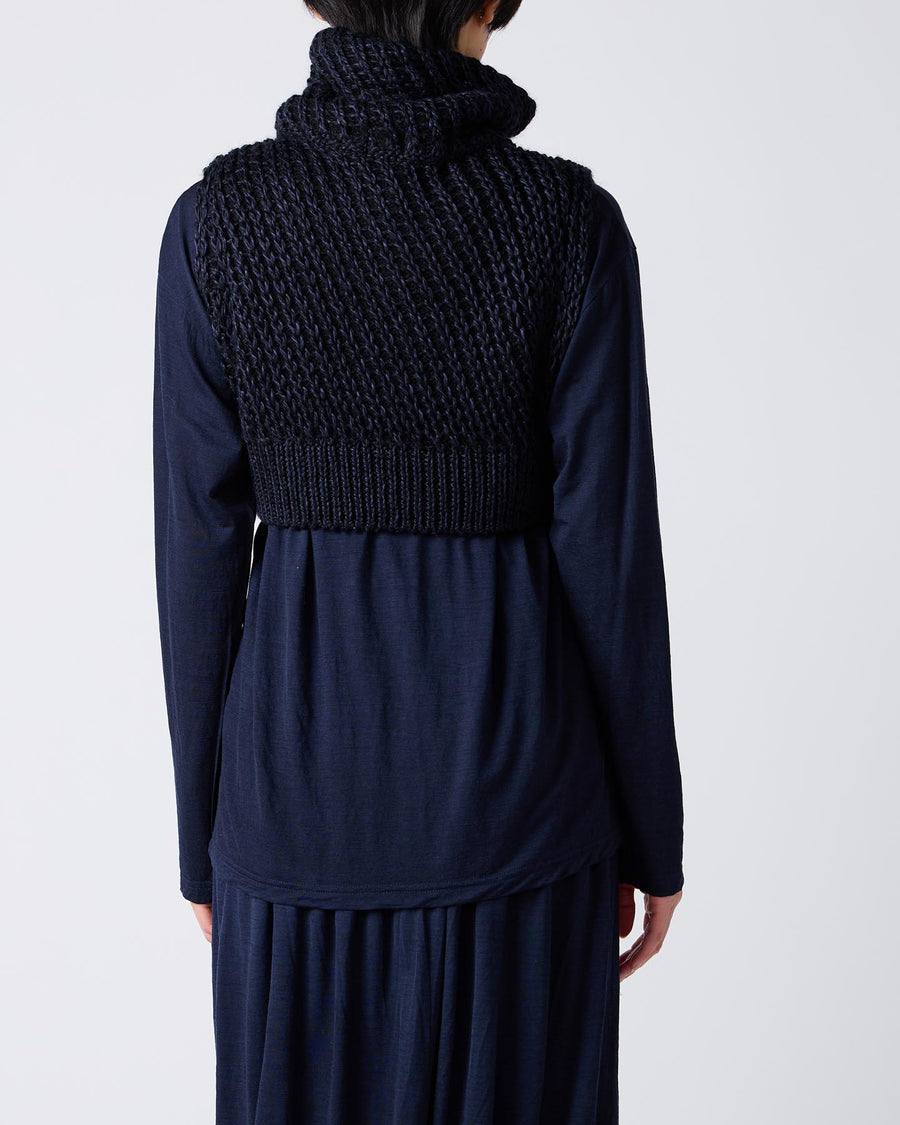 Loose Knitted Silk High Neck Vest