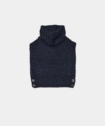 Loose Knitted Silk High Neck Vest
