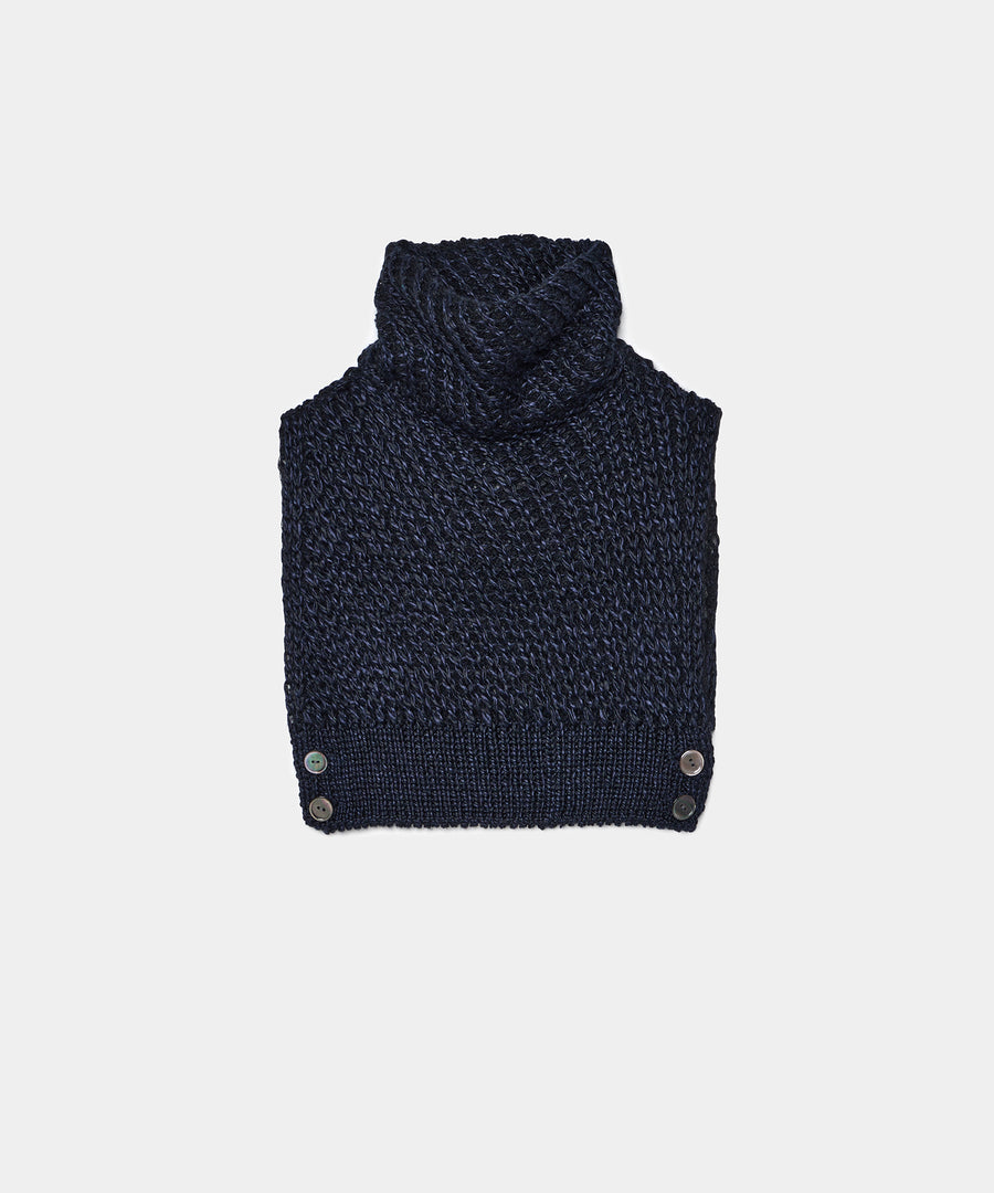 Loose Knitted Silk High Neck Vest