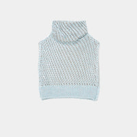 Loose Knitted Silk High Neck Vest