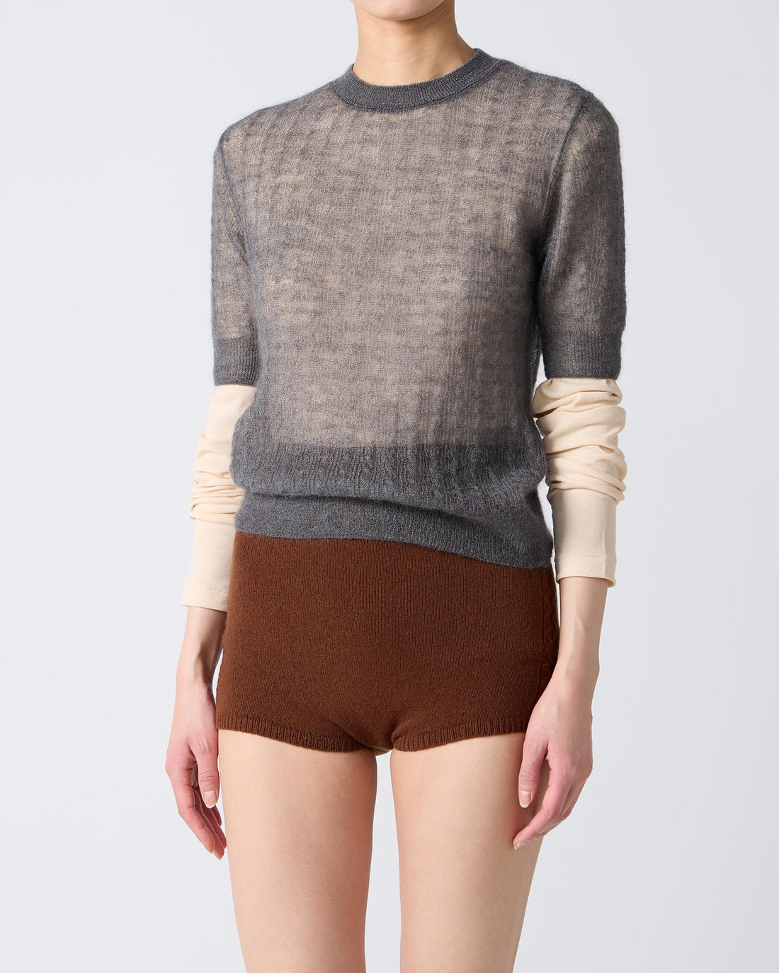Fine Mohair Silk Half Sleeve Pullover