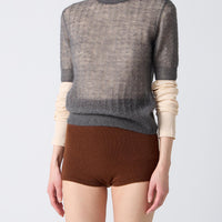 Fine Mohair Silk Half Sleeve Pullover