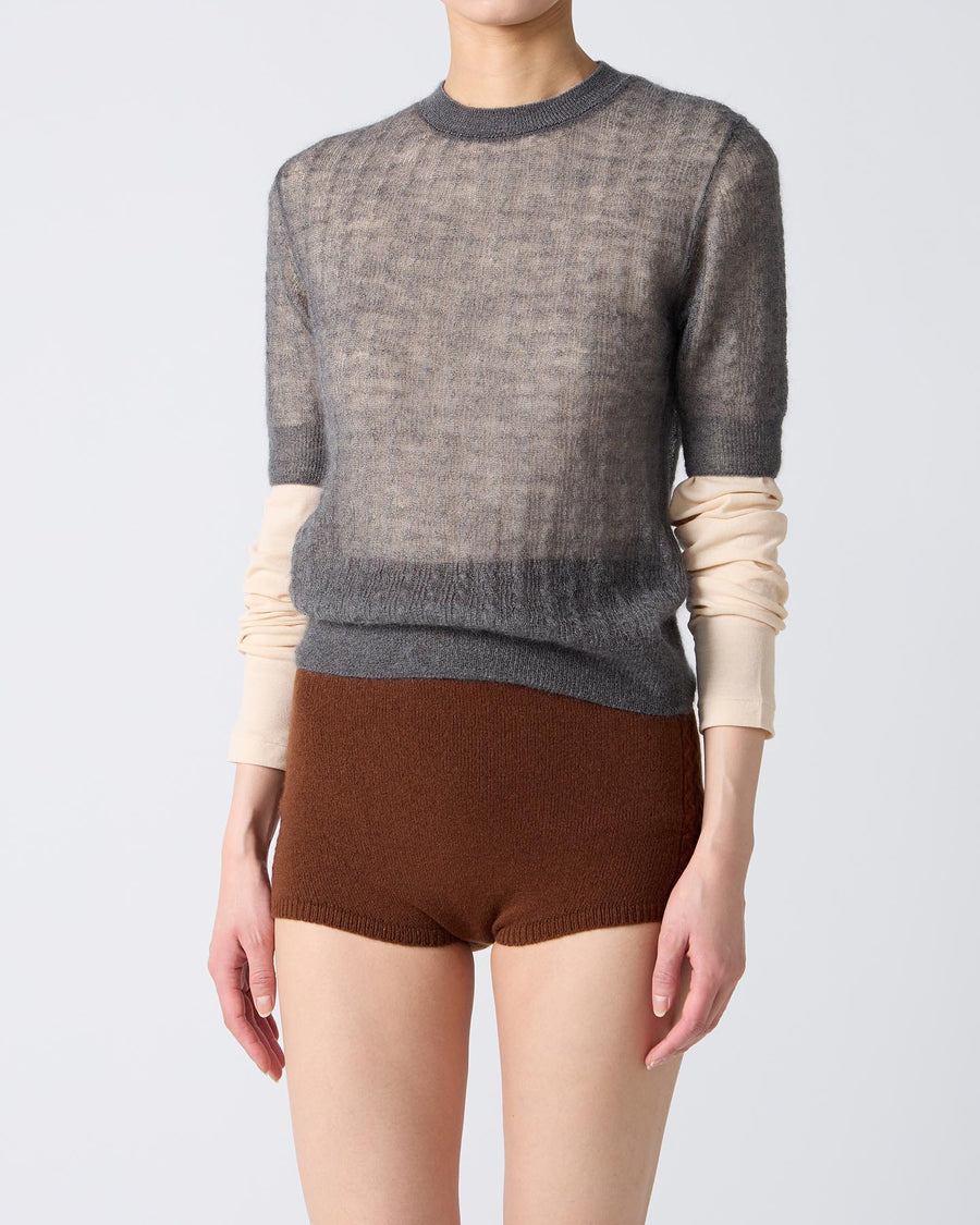 Fine Mohair Silk Half Sleeve Pullover