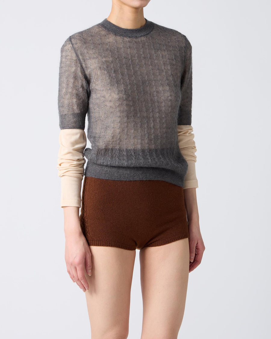 Fine Mohair Silk Half Sleeve Pullover