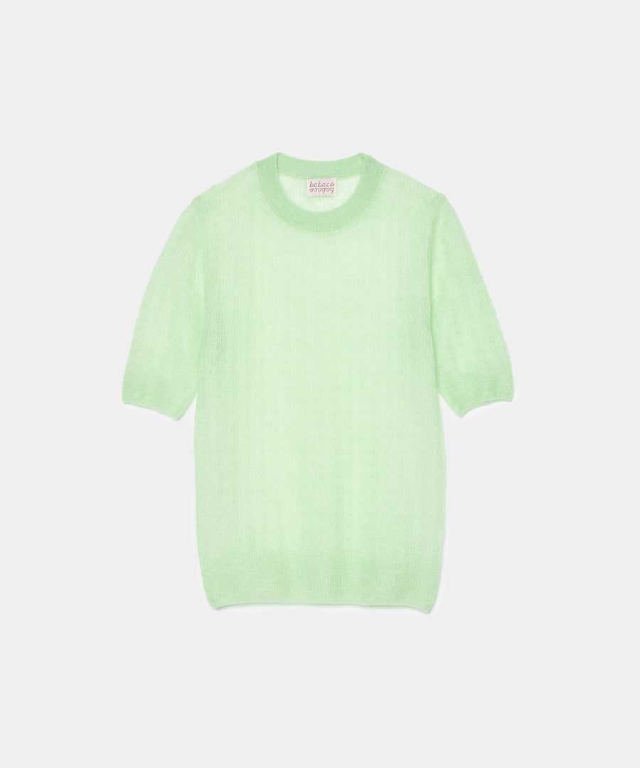 Fine Mohair Silk Half Sleeve Pullover