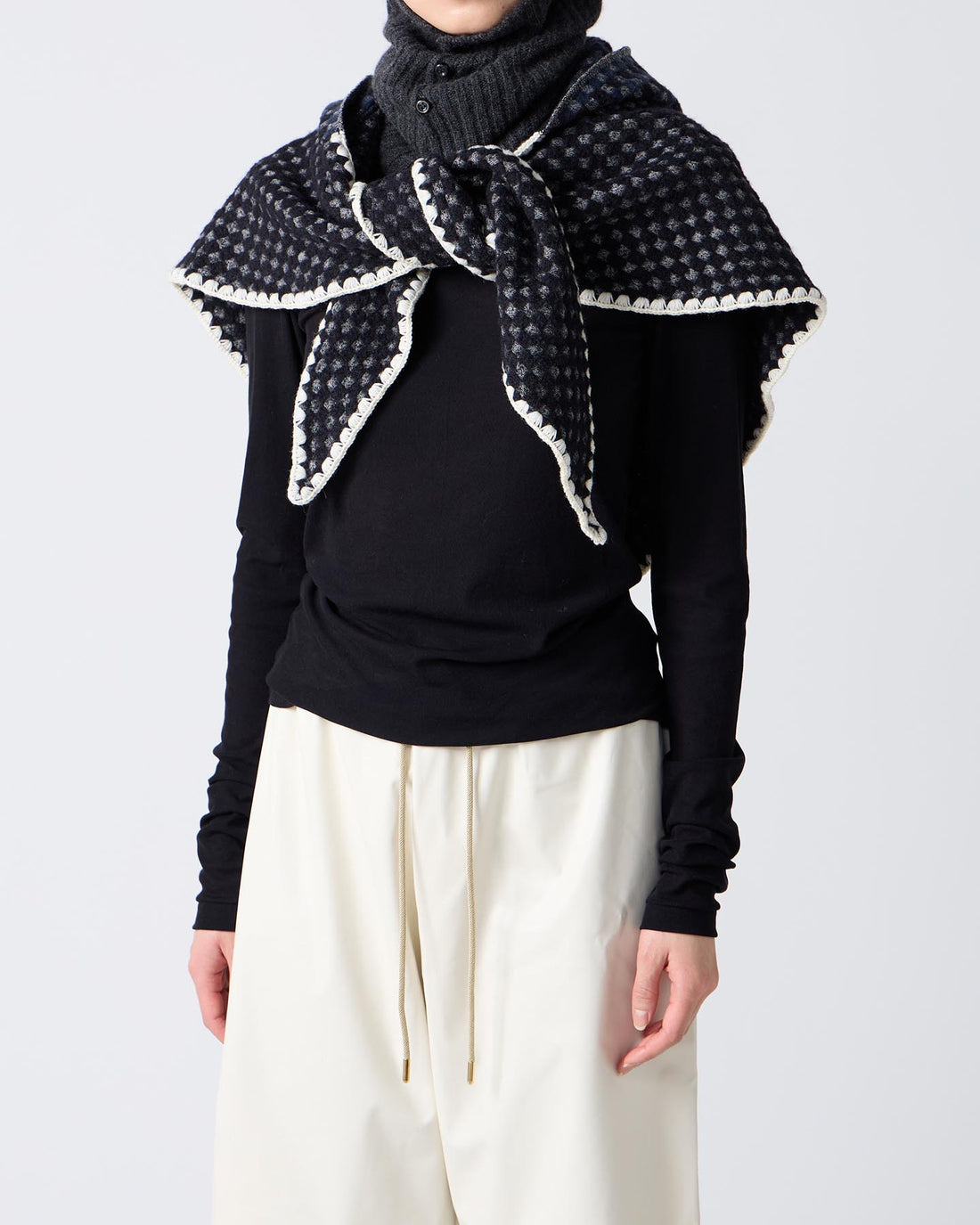 Check Pattern Scarf w/Hood