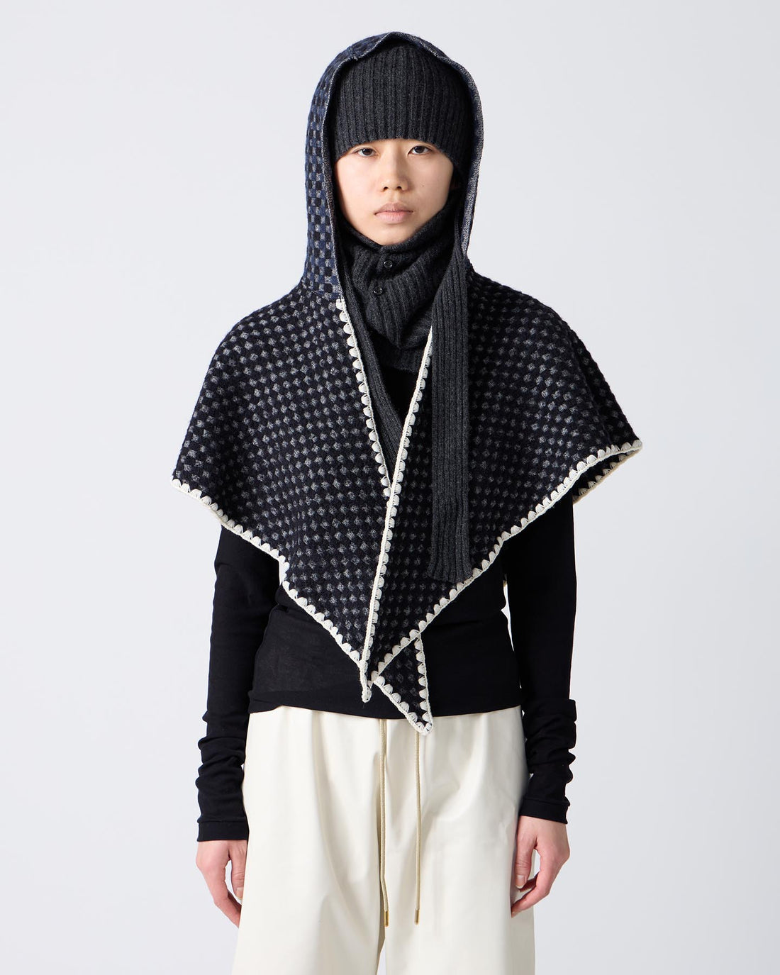 Check Pattern Scarf w/Hood