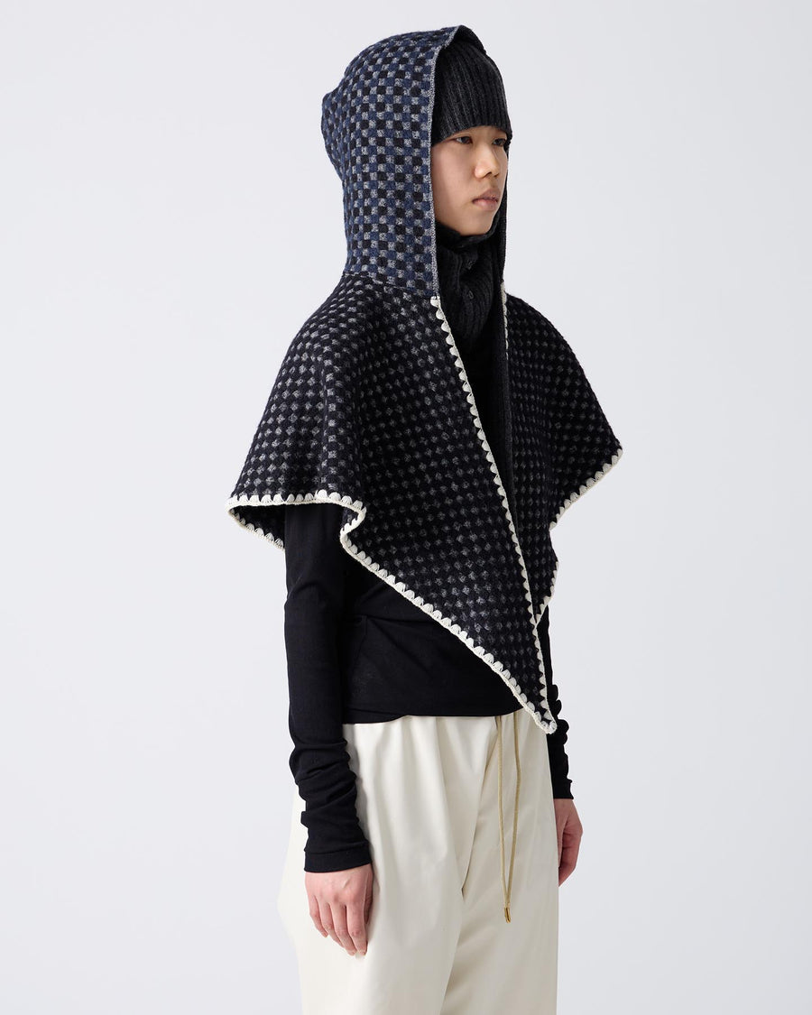 Check Pattern Scarf w/Hood