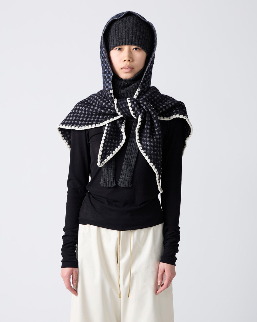 Check Pattern Scarf w/Hood