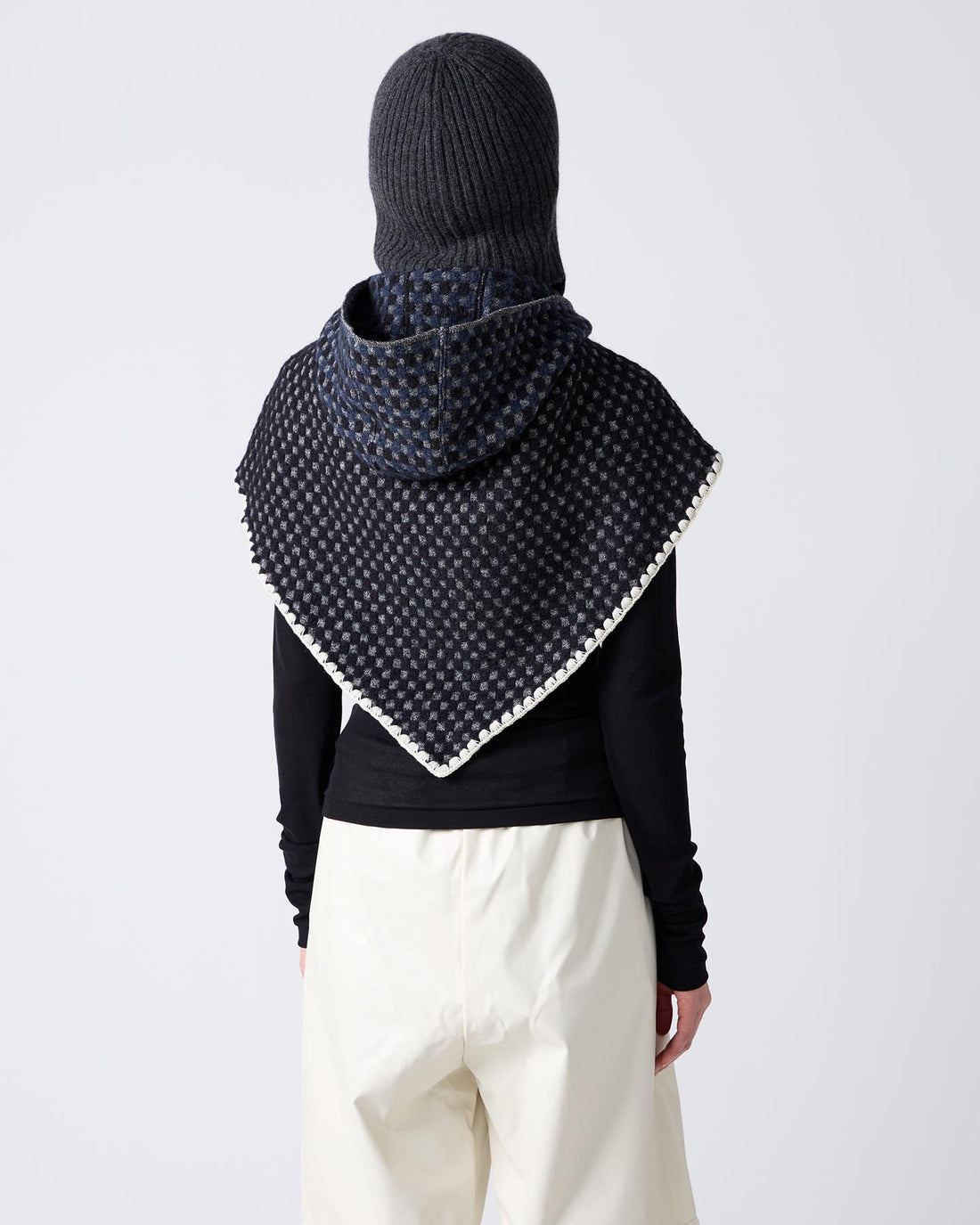 Check Pattern Scarf w/Hood