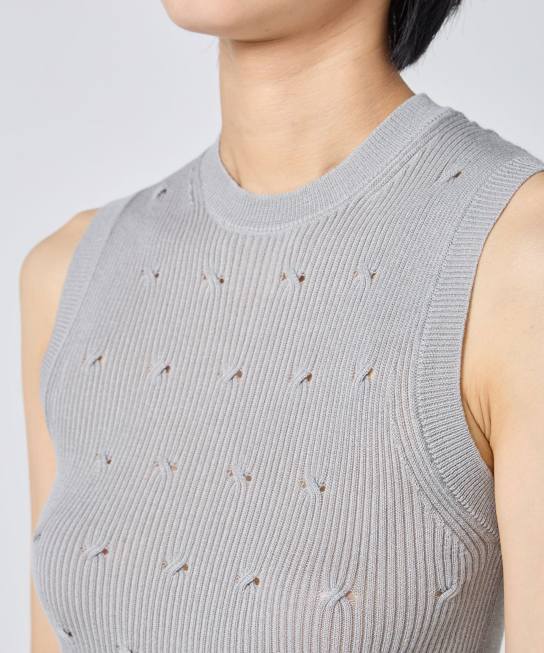 Eyelet Cable Sleeveless Top