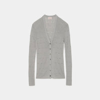 Eyelet Cable V-Neck Cardigan