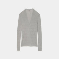 Eyelet Cable V-Neck Cardigan