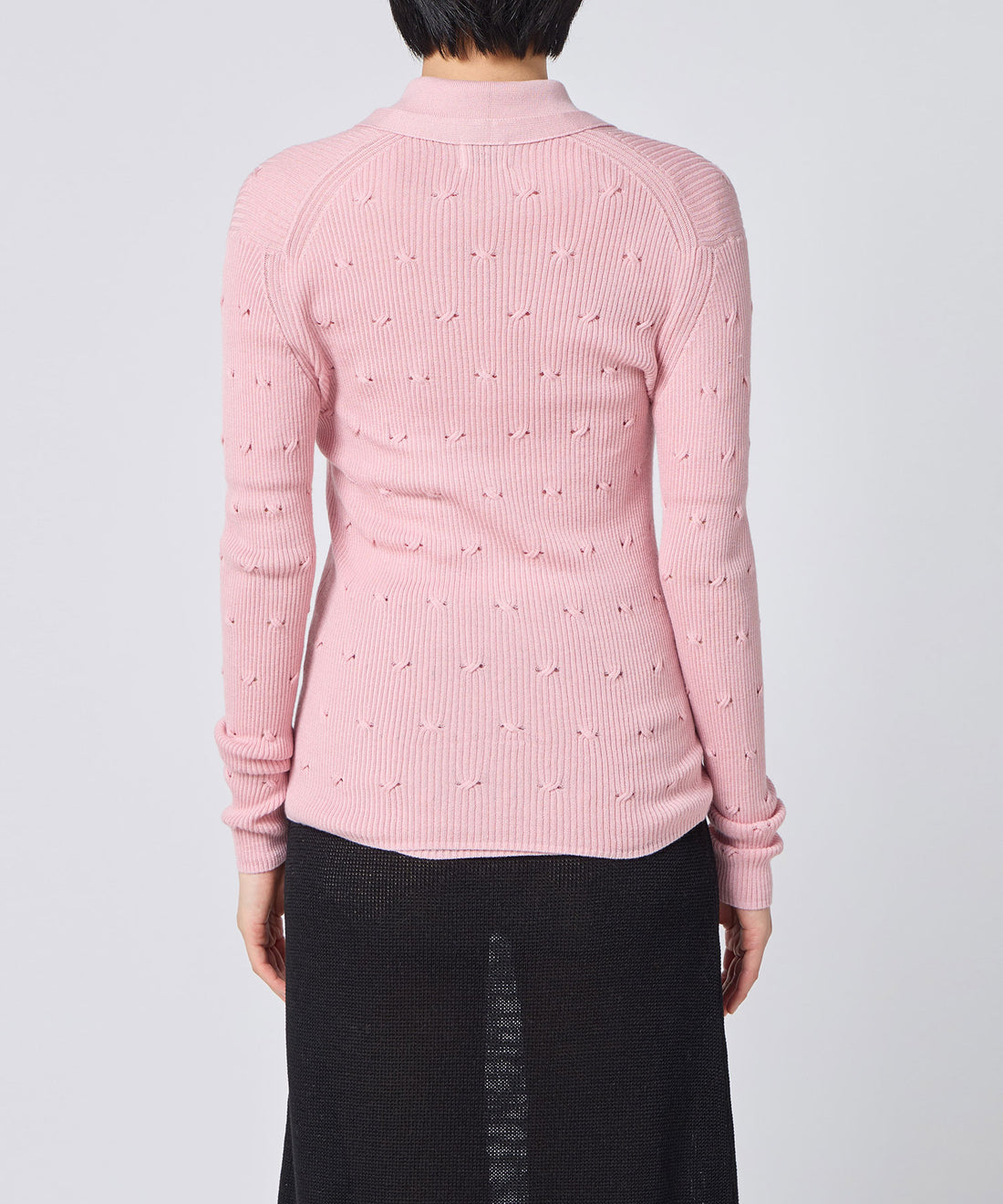 Eyelet Cable V-Neck Cardigan