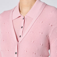 Eyelet Cable V-Neck Cardigan
