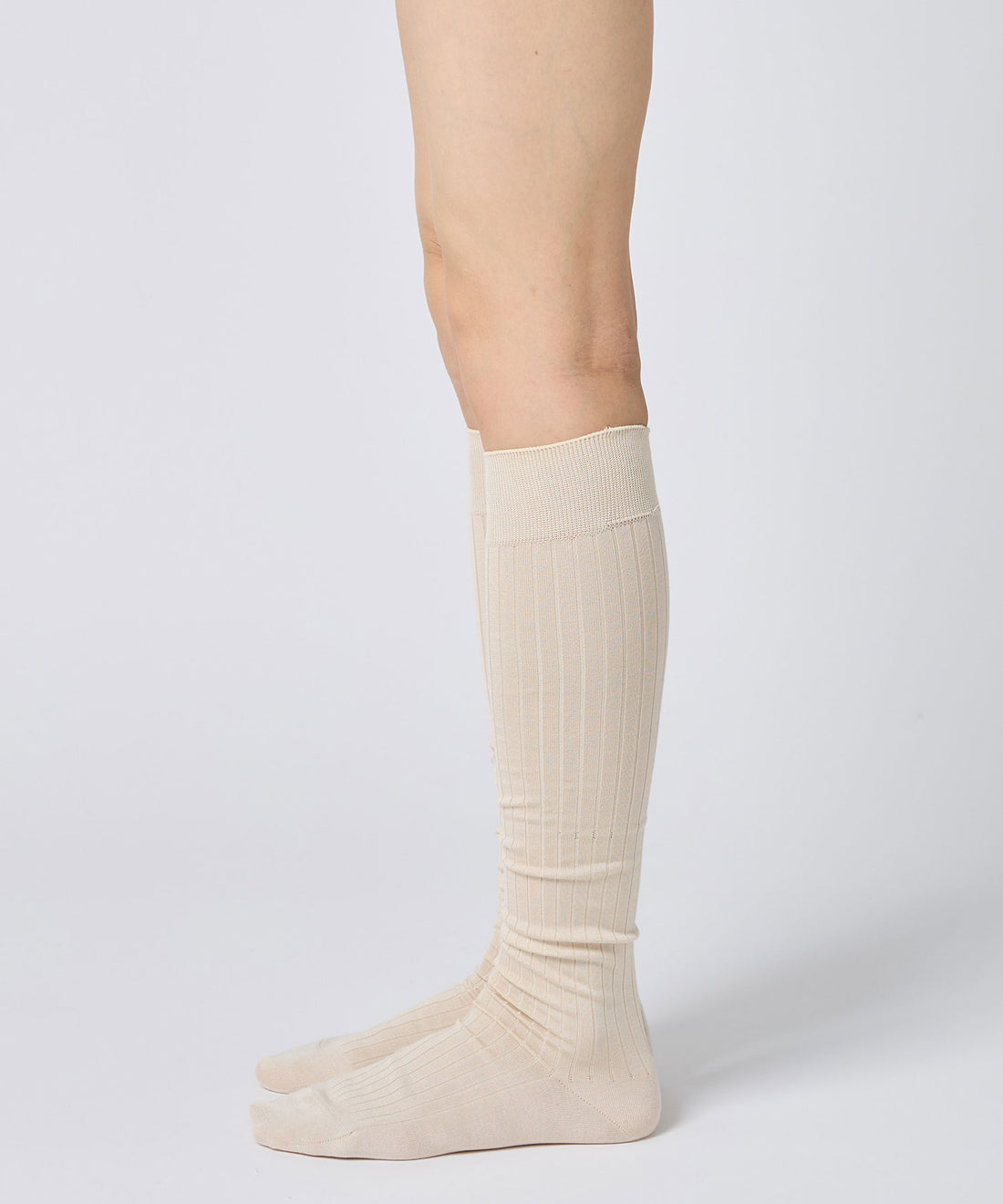 Silk Wide Ribbed Knee High Socks