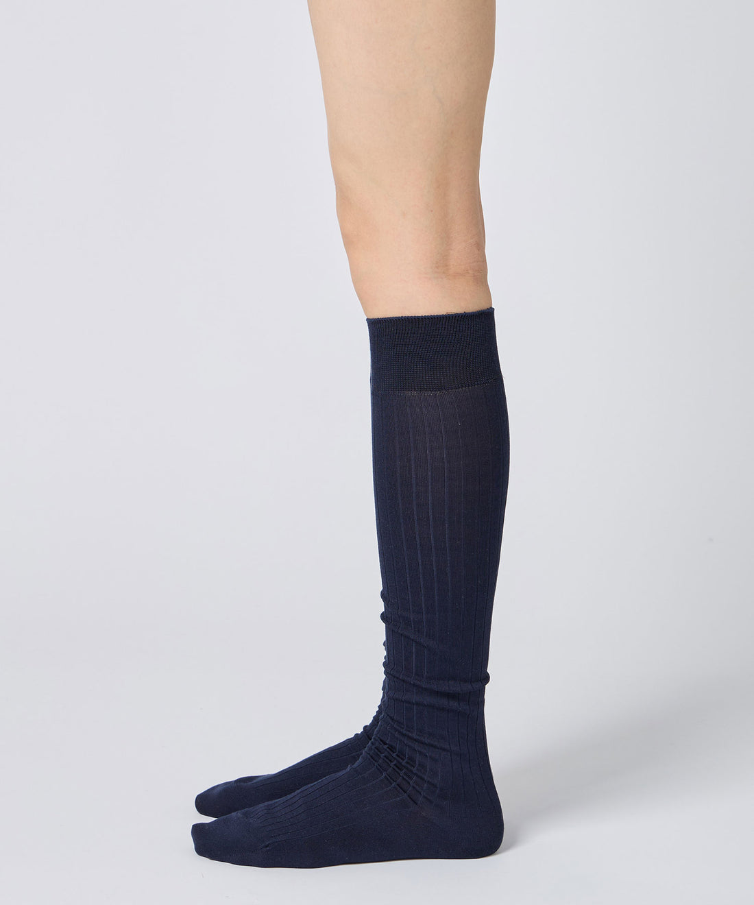 Silk Wide Ribbed Knee High Socks