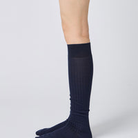 Silk Wide Ribbed Knee High Socks