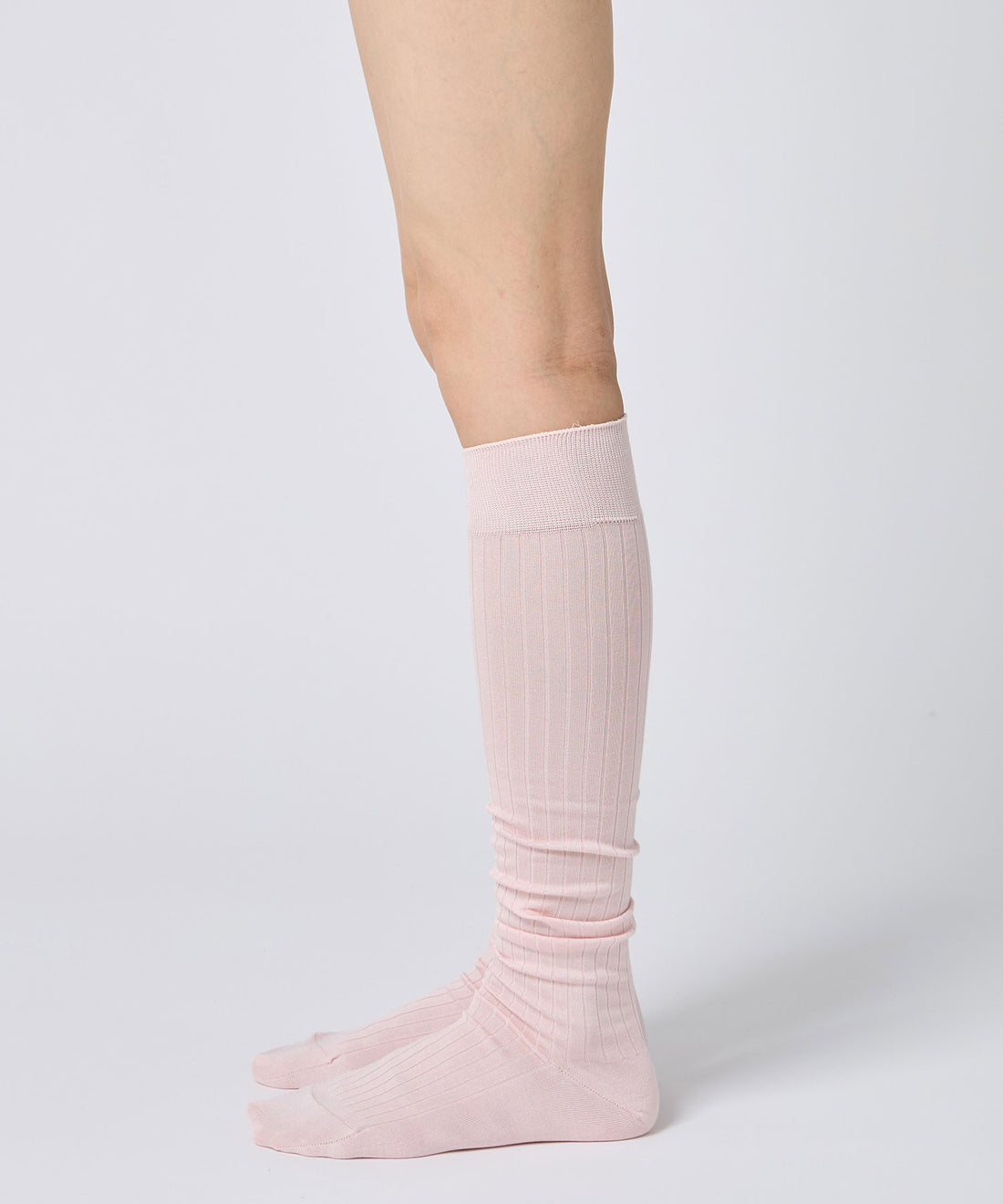 Silk Wide Ribbed Knee High Socks