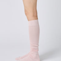 Silk Wide Ribbed Knee High Socks